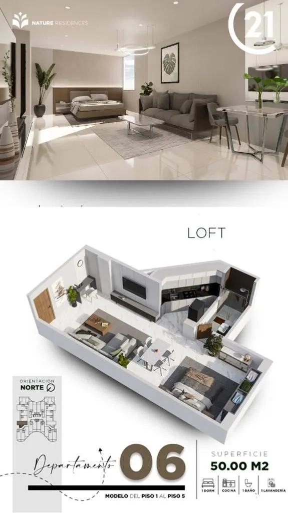 50 m² loft-style studio for sale at Nature Residences: foto 10 de 10