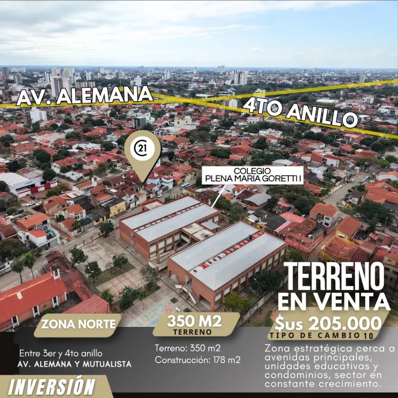 Terreno de 350 m² en venta sobre la avenida Alemana, Zona Norte: foto 2 de 12