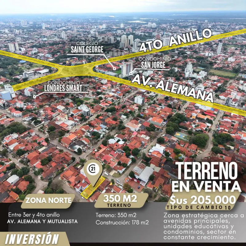 Terreno de 350 m² en venta sobre la avenida Alemana, Zona Norte: foto 3 de 12