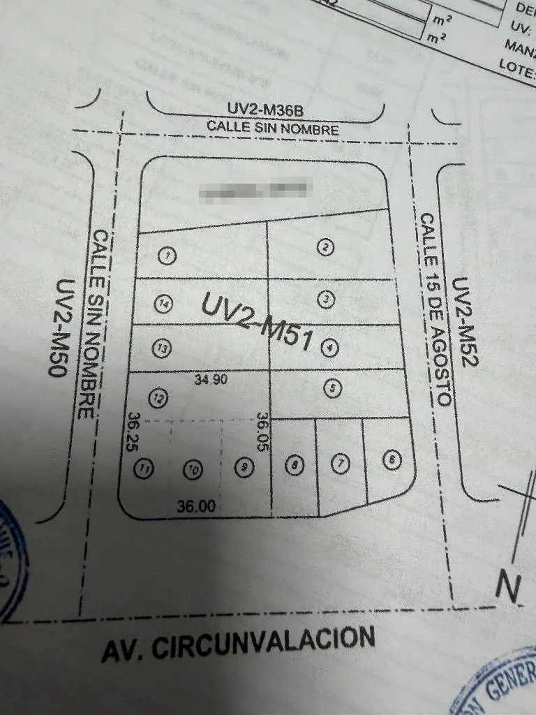 1,284.42 m² lot for sale in Portachuelo, Av. Circunvalación: foto 1 de 1