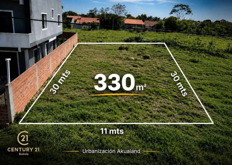 Terreno de 330 m² en venta en la urbanización Akualand, Warnes: foto 1 de 2