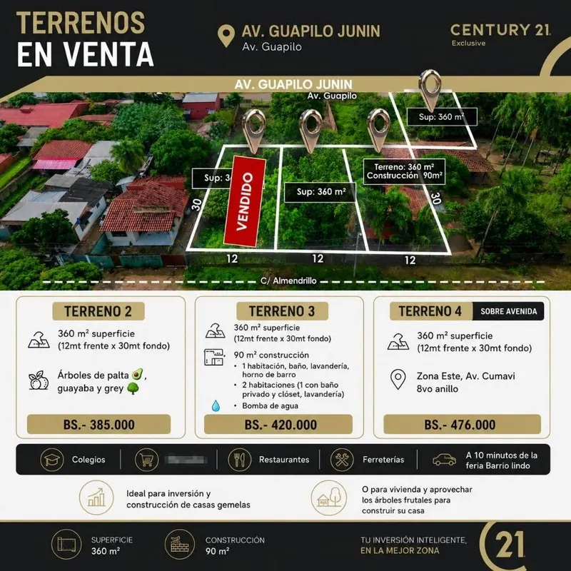 Terreno de 360 m² en venta sobre la Av. Guapilo Junín, Zona Este: foto 2 de 4