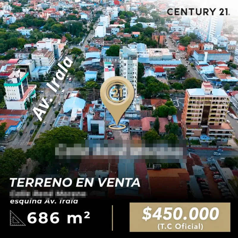 Terreno en esquina de 686 m² en venta en el Centro, René Moreno: foto 2 de 7