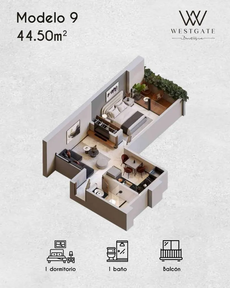 Departamento de 1 dormitorio en preventa en Westgate Boutique: foto 9 de 11