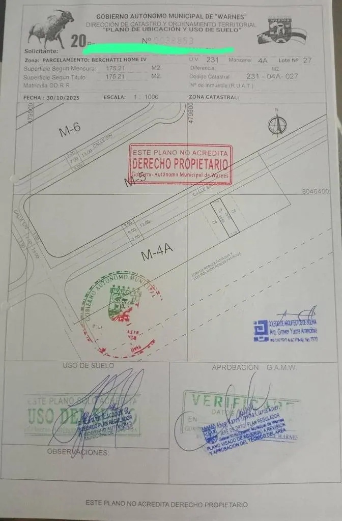 Dos terrenos juntos en venta en la Urb. Berchatti Home, Warnes: foto 2 de 4