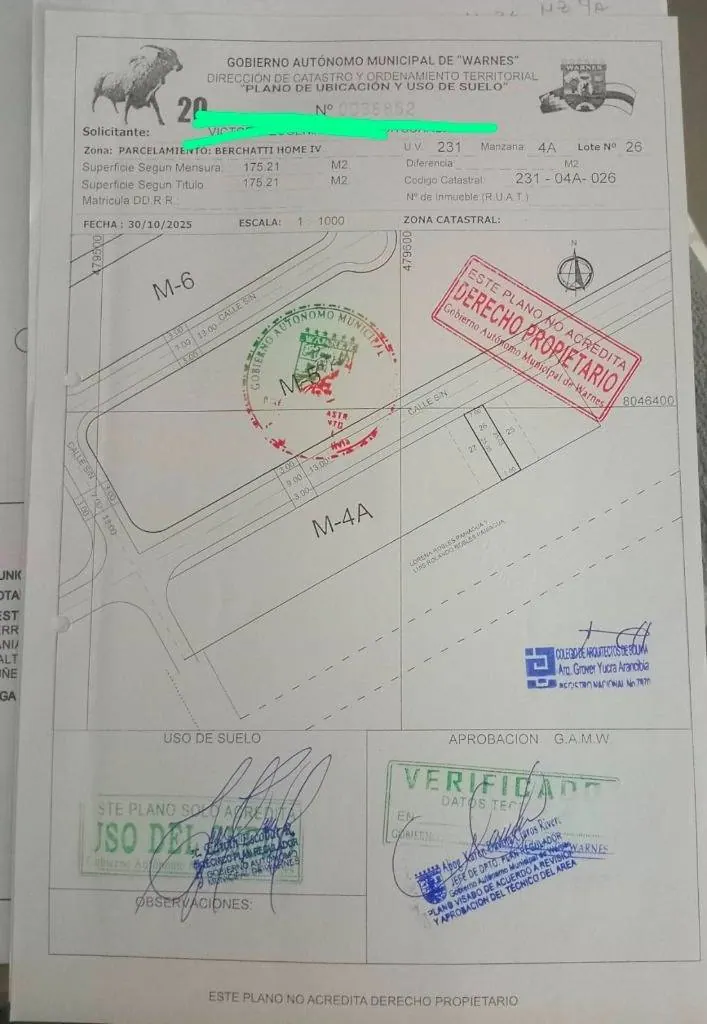 Dos terrenos juntos en venta en la Urb. Berchatti Home, Warnes: foto 3 de 4