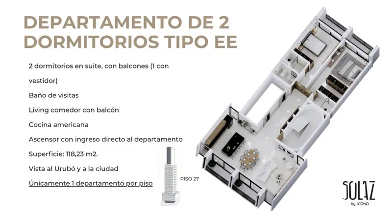 Departamento de 2 dormitorios en preventa en Solaz, Zona Oeste: foto 3 de 3