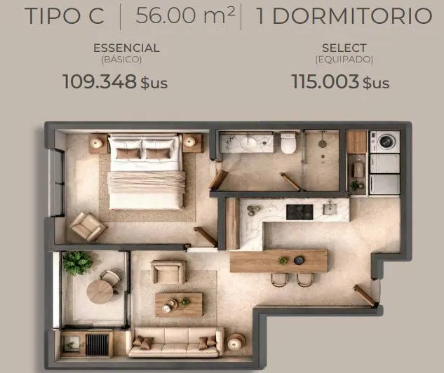 Departamento de 1 dormitorio en venta en Aqua Tower, Equipetrol: foto 2 de 16