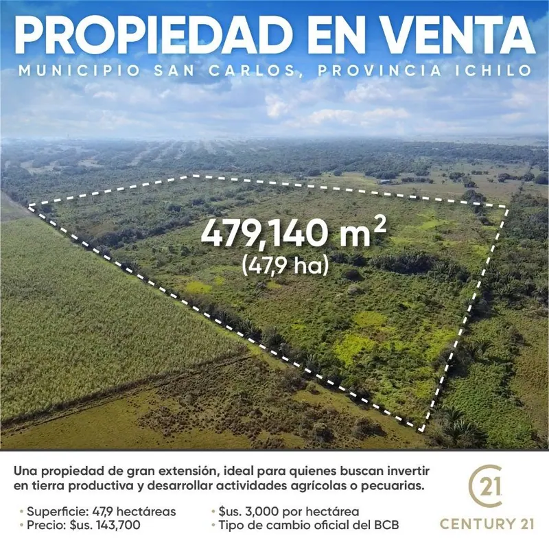Propiedad agrícola de 47,9 hectáreas en venta en San Carlos, Ichilo: foto 2 de 4