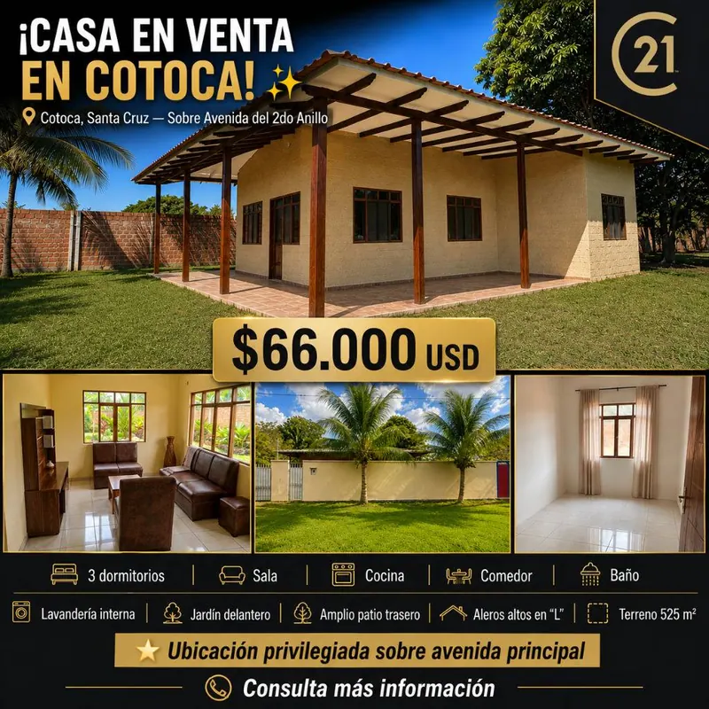 Casa quinta de 3 dormitorios en venta en Cotoca, 525 m²: foto 2 de 7