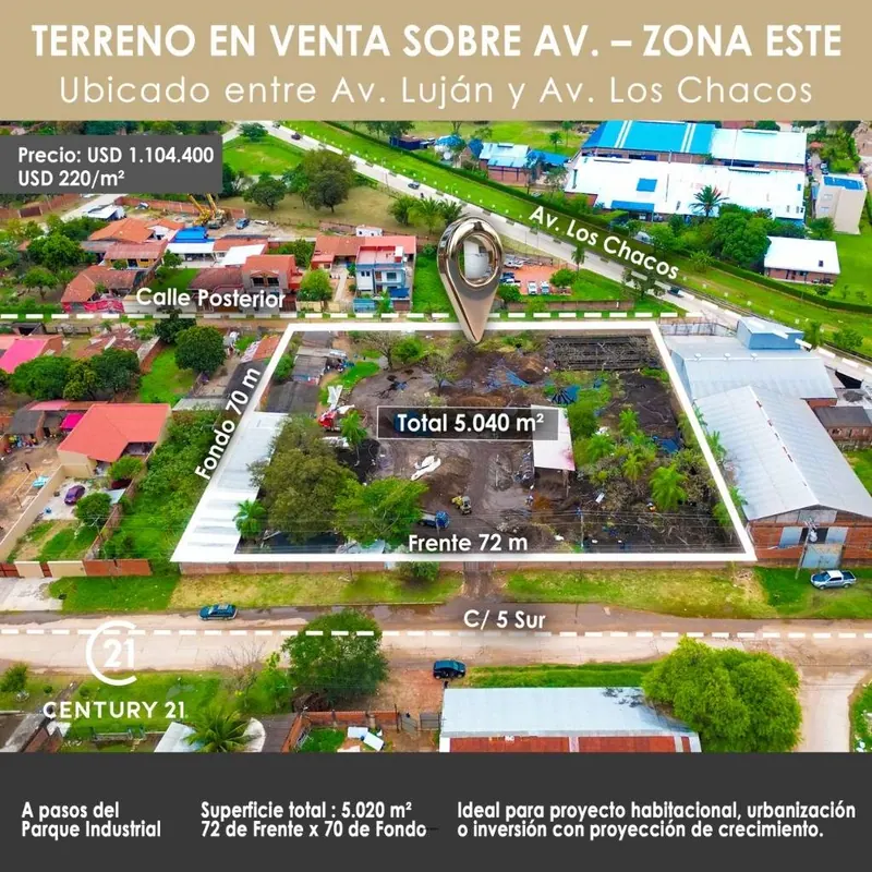 Terreno de 5040 m² en venta sobre avenida colectora, Zona Este: foto 2 de 8