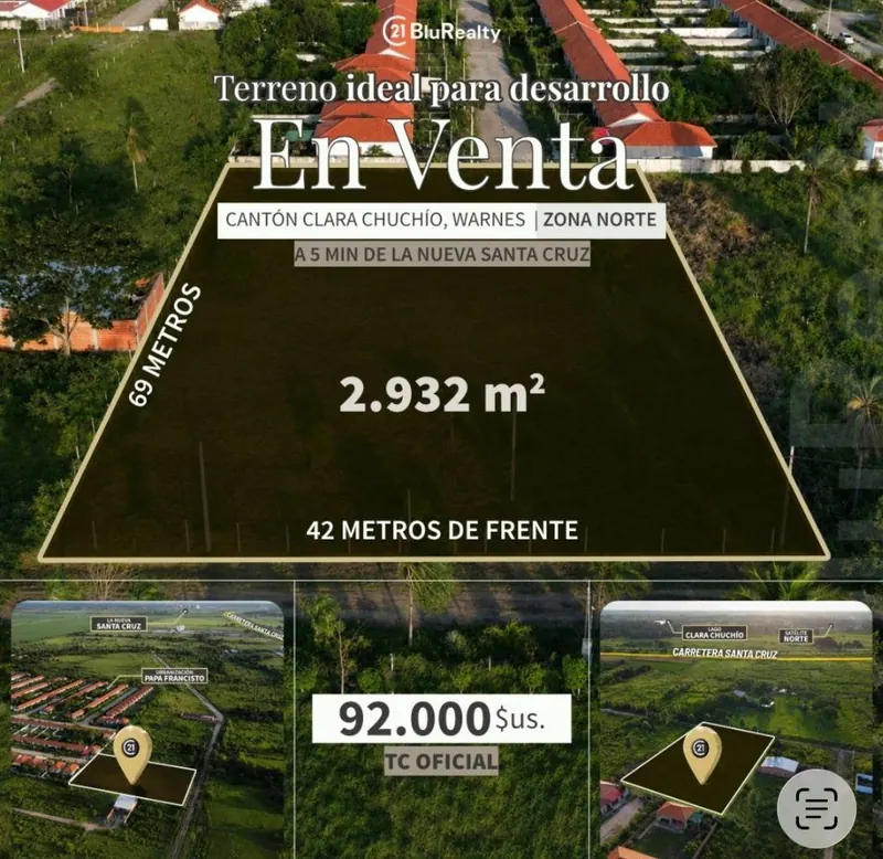 Terreno de 2.932 m² en venta en Clara Chuchio, Warnes: foto 2 de 2