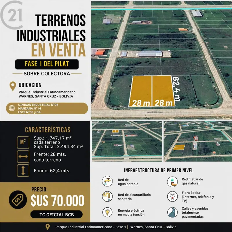 Terreno industrial en venta en el Parque Industrial PILAT, Warnes: foto 2 de 4