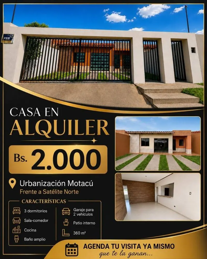 Brand-new 3-bedroom house for rent in the Motacú development: foto 2 de 6