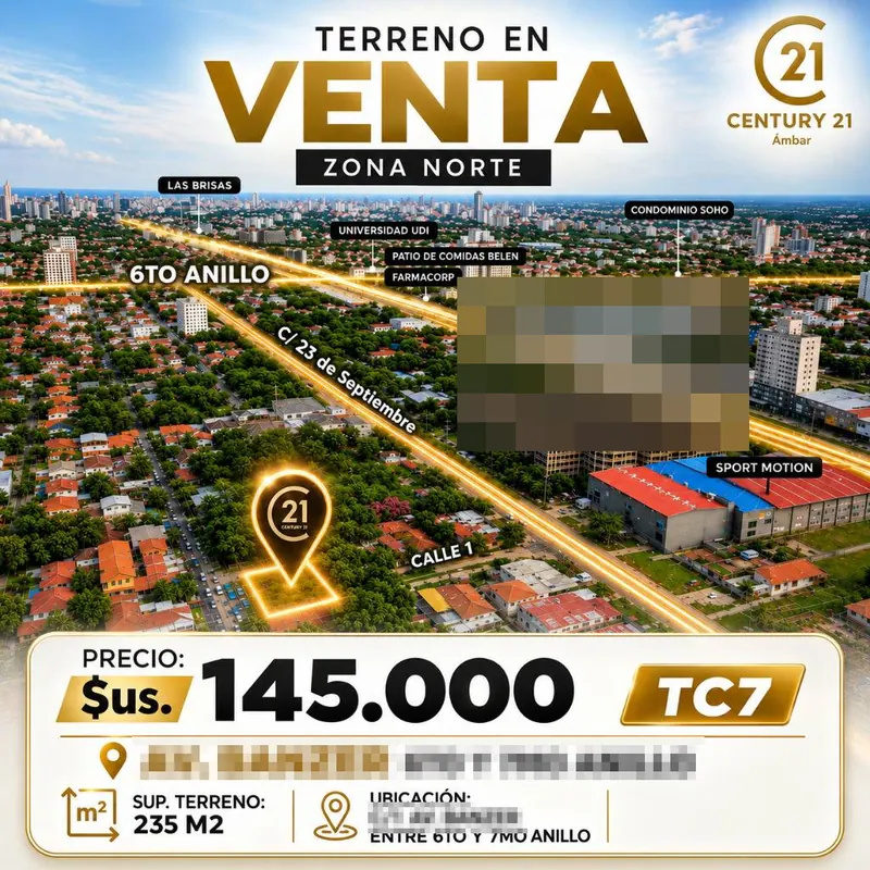 235 m² lot for sale on Av. Banzer, North Zone: foto 2 de 7
