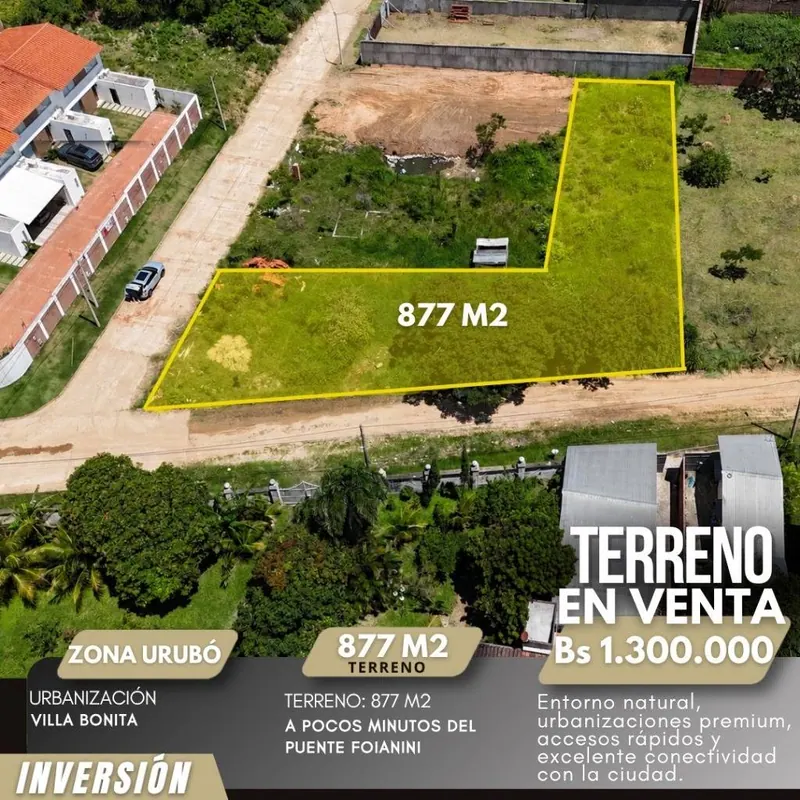 Terreno de 877 m² en venta en el Urubó, cerca del Puente Foianini: foto 4 de 5