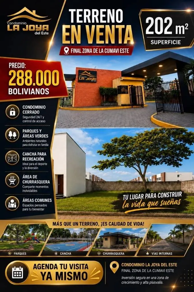 Terreno de 202 m² en venta en el condominio La Joya del Este: foto 2 de 8