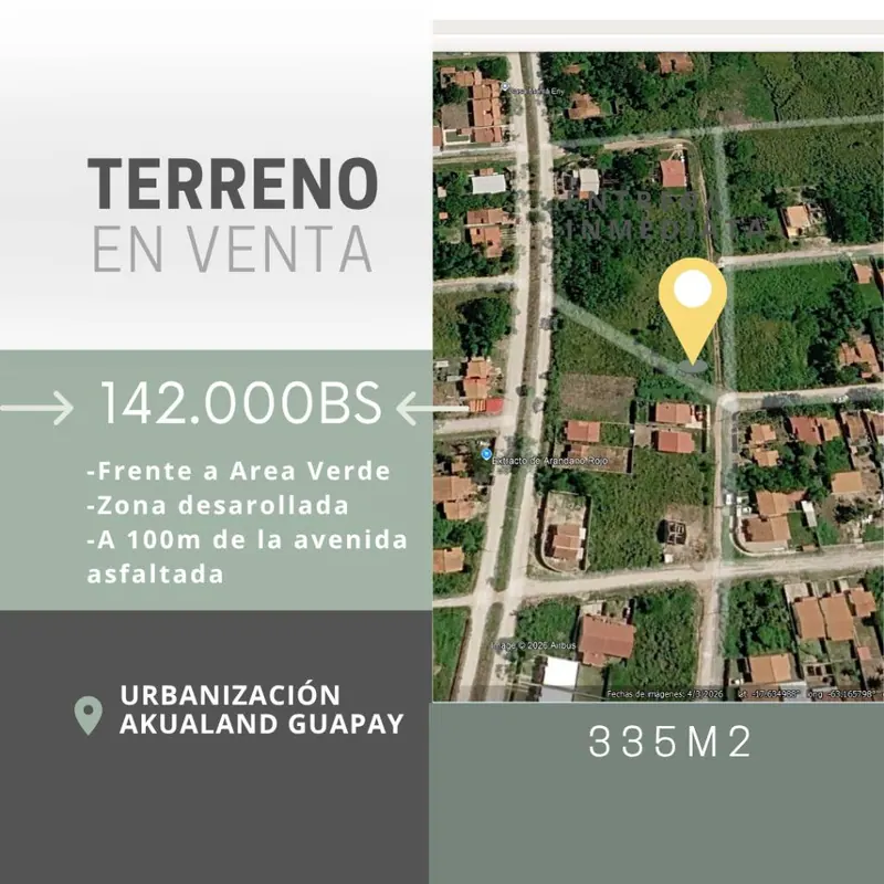 Terreno de 335,18 m² en venta en Akualand Guapay, Warnes: foto 1 de 2