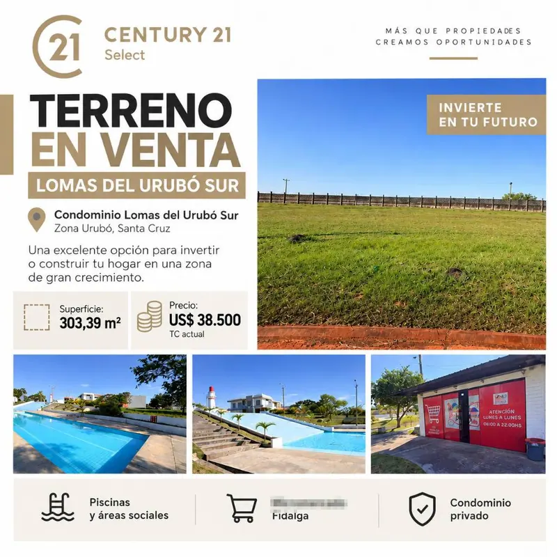 Terreno de 303,39 m² en venta en condominio en Lomas del Urubó: foto 2 de 8
