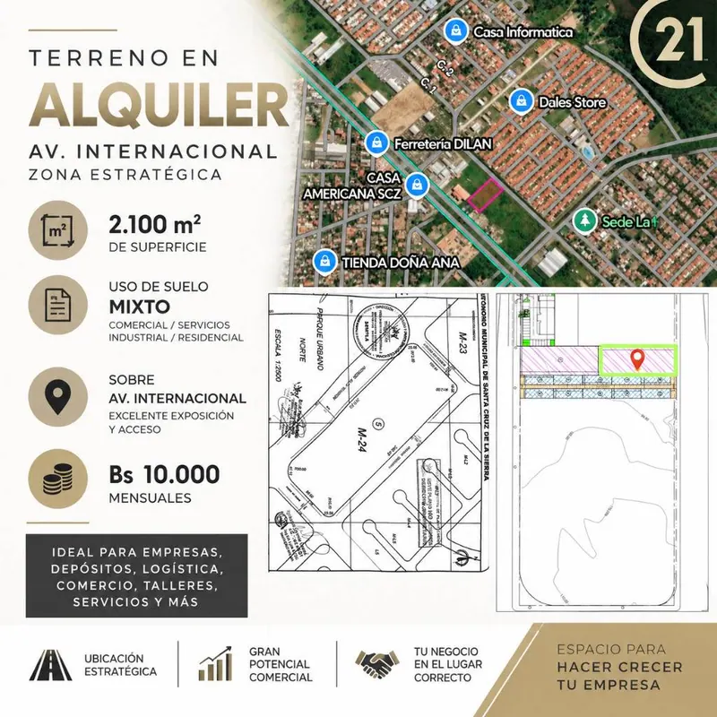 Terreno de 2.100 m² en alquiler sobre la Av. Internacional: foto 2 de 4