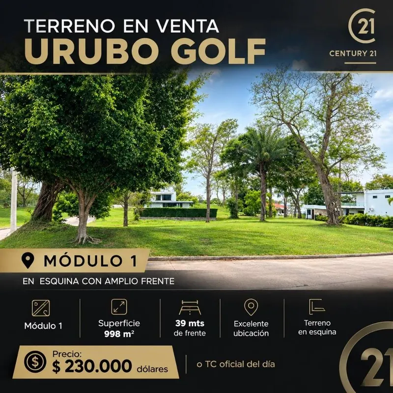 Terreno en esquina de 998 m² en venta en Urubó Golf, módulo 1: foto 2 de 7