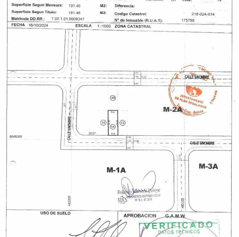 Terreno de 191,46 m² en venta en Urbanización Casa Norte, Warnes: foto 2 de 4