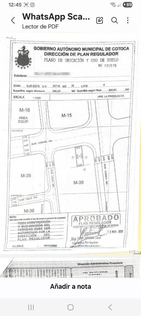 Terreno de 300 m² en venta en la urbanización La Predilecta, Cotoca: foto 2 de 2