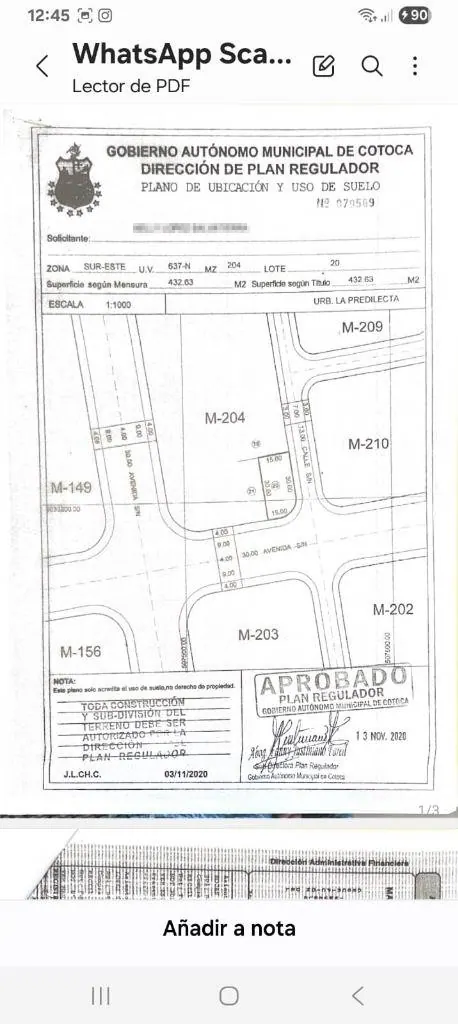 432.65 m² lot for sale in La Predilecta, Cotoca: foto 2 de 2