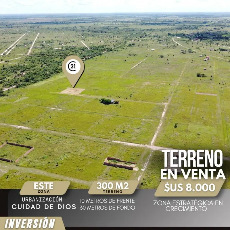 Terreno de 300 m² en venta en la Urbanización Ciudad de Dios, Cotoca: foto 3 de 4