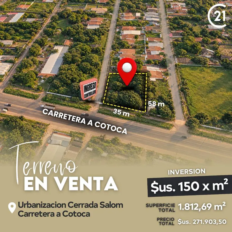 Terreno de 1.816,69 m² en venta sobre la carretera a Cotoca km 11: foto 1 de 2