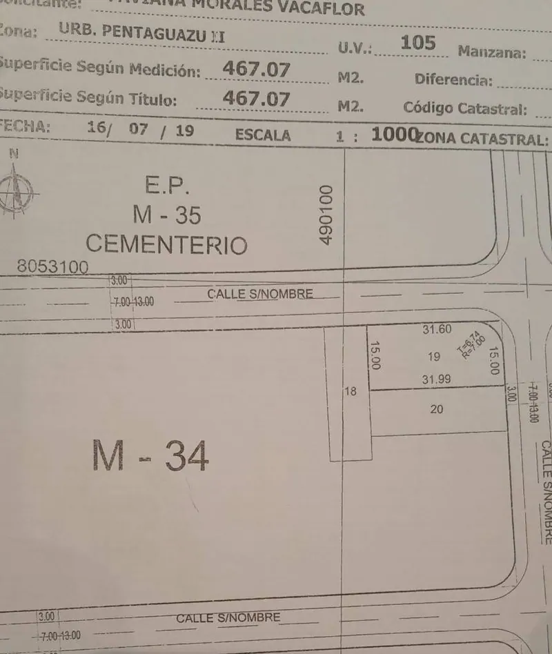 Terreno de 467 m² en venta en la urbanización Pentaguazú II, Warnes: foto 2 de 3