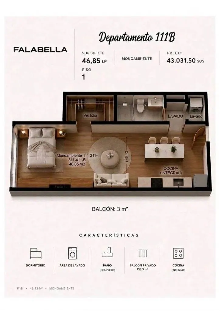 Monoambiente en preventa en el condominio Falabella, Zona Norte: foto 3 de 4