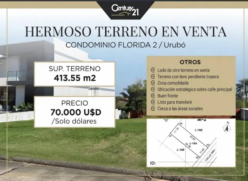 413.55 m² lot for sale in the Florida 2 gated community, Urubó: foto 2 de 4