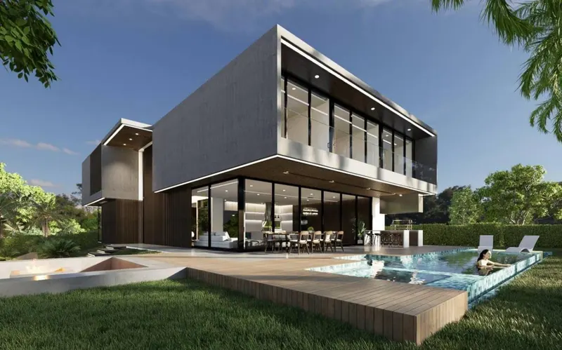 Casa de 4 suites en preventa en el condominio Las Palmeras, Urubó