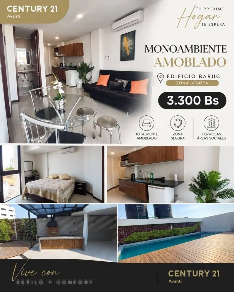 Departamento amoblado de 1 dormitorio en alquiler en Equipetrol: foto 2 de 12
