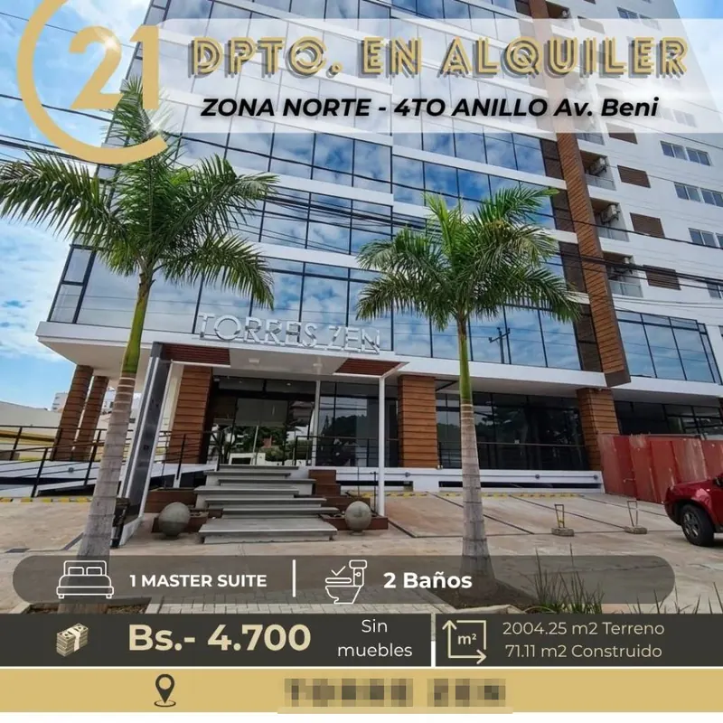 1-bedroom apartment for rent in Torre Zen, North Zone: foto 1 de 1