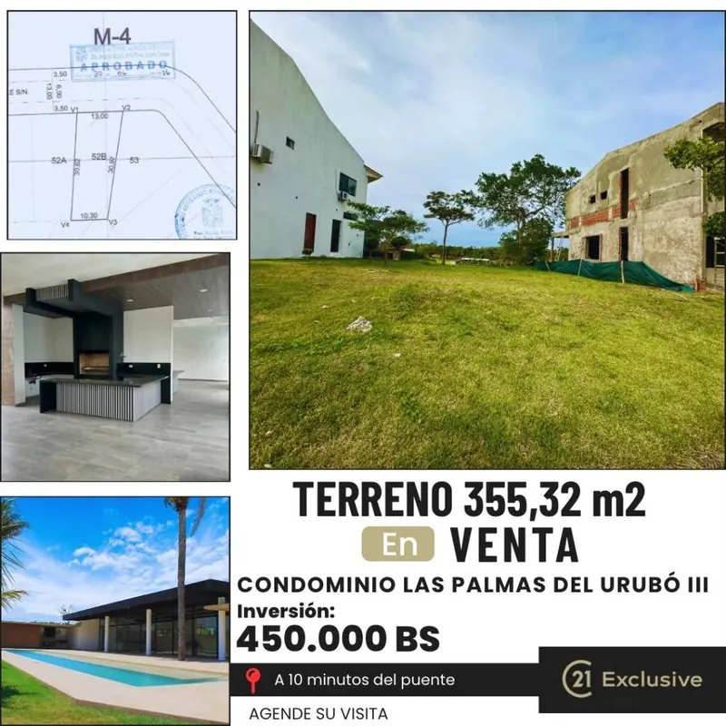 Terreno de 355,32 m² en venta en Las Palmas del Urubó III: foto 2 de 12