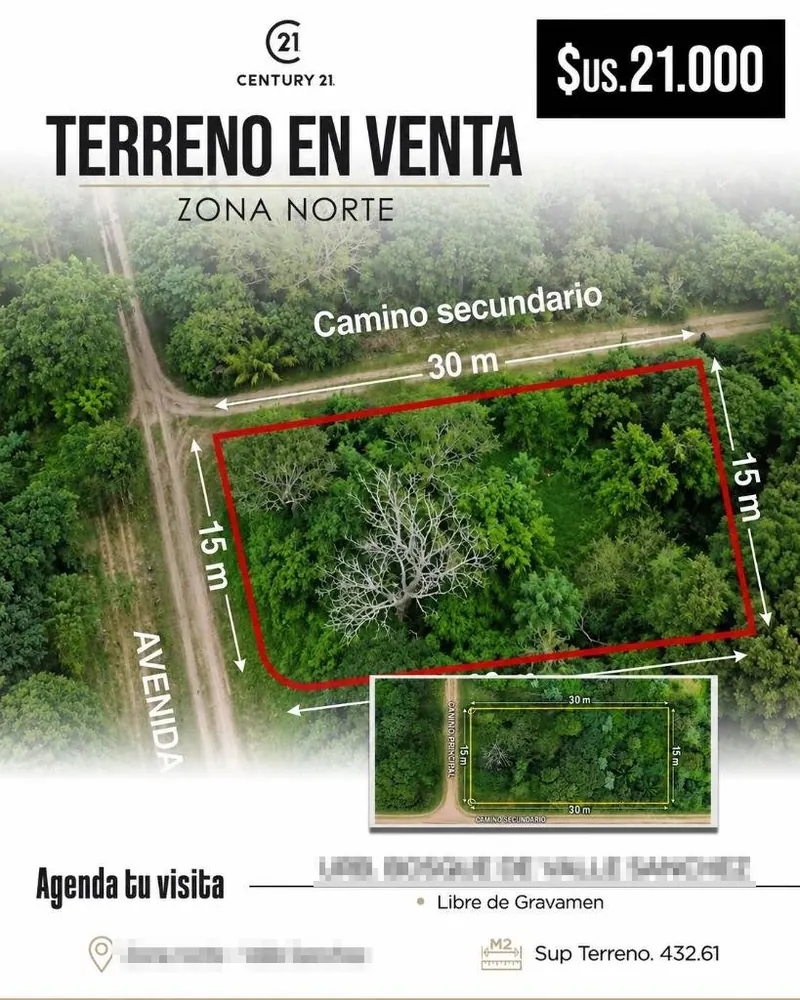 Terreno en esquina de 432,61 m² en venta en Valle Sánchez, Warnes: foto 2 de 10