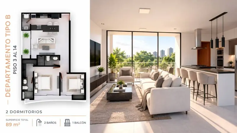 2-bedroom apartment for pre-construction sale in the North Zone: foto 2 de 4