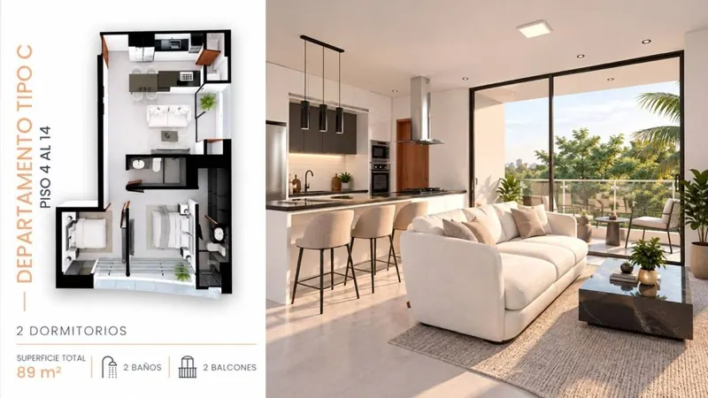 2-bedroom apartment in pre-construction for sale in the North Zone: foto 2 de 3