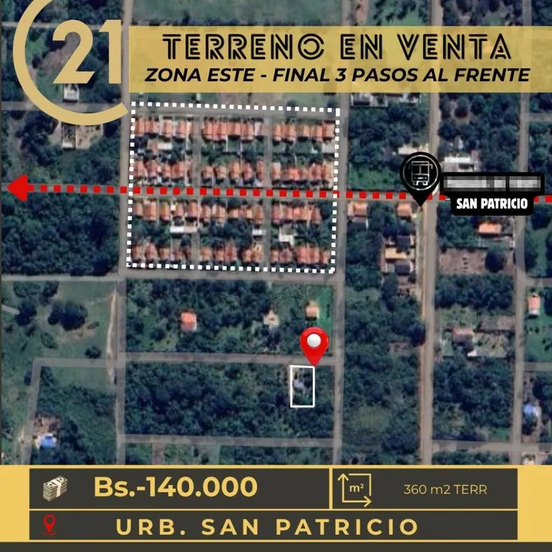 360 m² lot for sale in the San Patricio development, Cotoca: foto 1 de 1