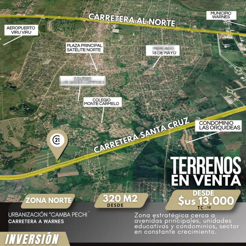 Terreno de 385,28 m² en venta en la doble vía Santa Cruz-Warnes: foto 2 de 2