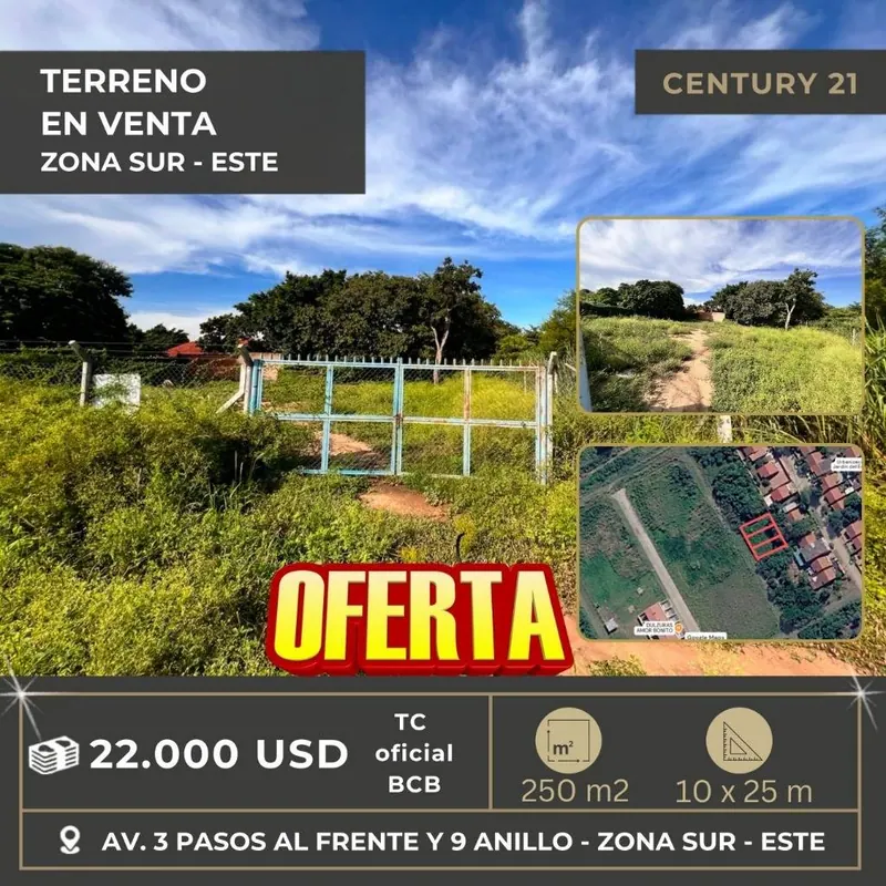 Terreno de 250 m² en venta en la Zona Este, zona del 9no anillo: foto 4 de 4