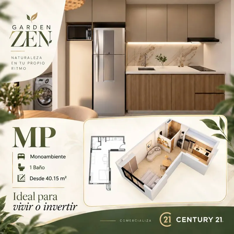 Monoambiente de 40 m² en venta en Garden Zen, Equipetrol: foto 1 de 7