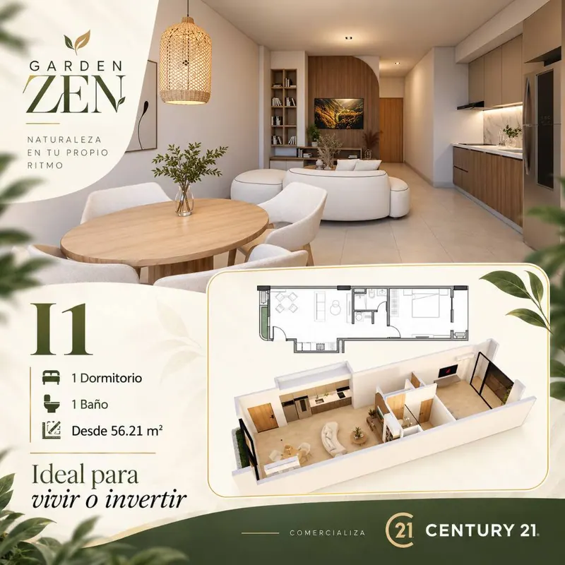 Studio of 56.21 m² for sale in Garden Zen, Equipetrol: foto 1 de 7
