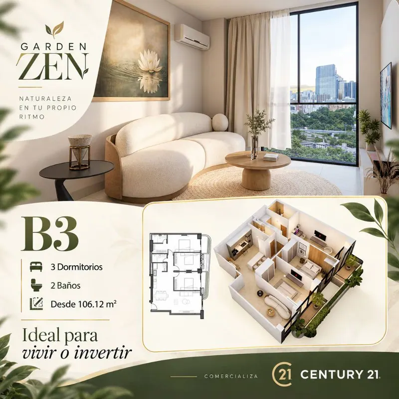 3-bedroom apartment for sale in Garden Zen, Equipetrol: foto 1 de 7