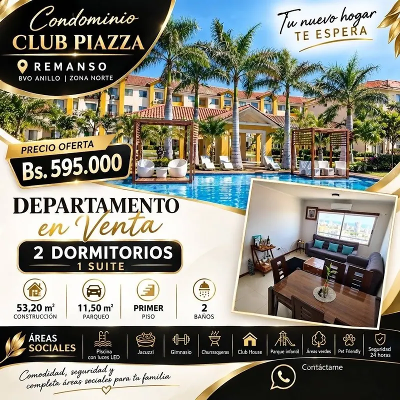 Departamento de 2 dormitorios en venta en el condominio Club Piazza: foto 2 de 15