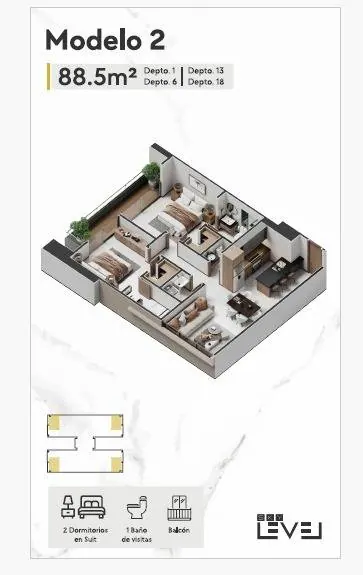 2 en-suite bedroom apartment for sale in The Level by Sky, Equipetrol: foto 6 de 7