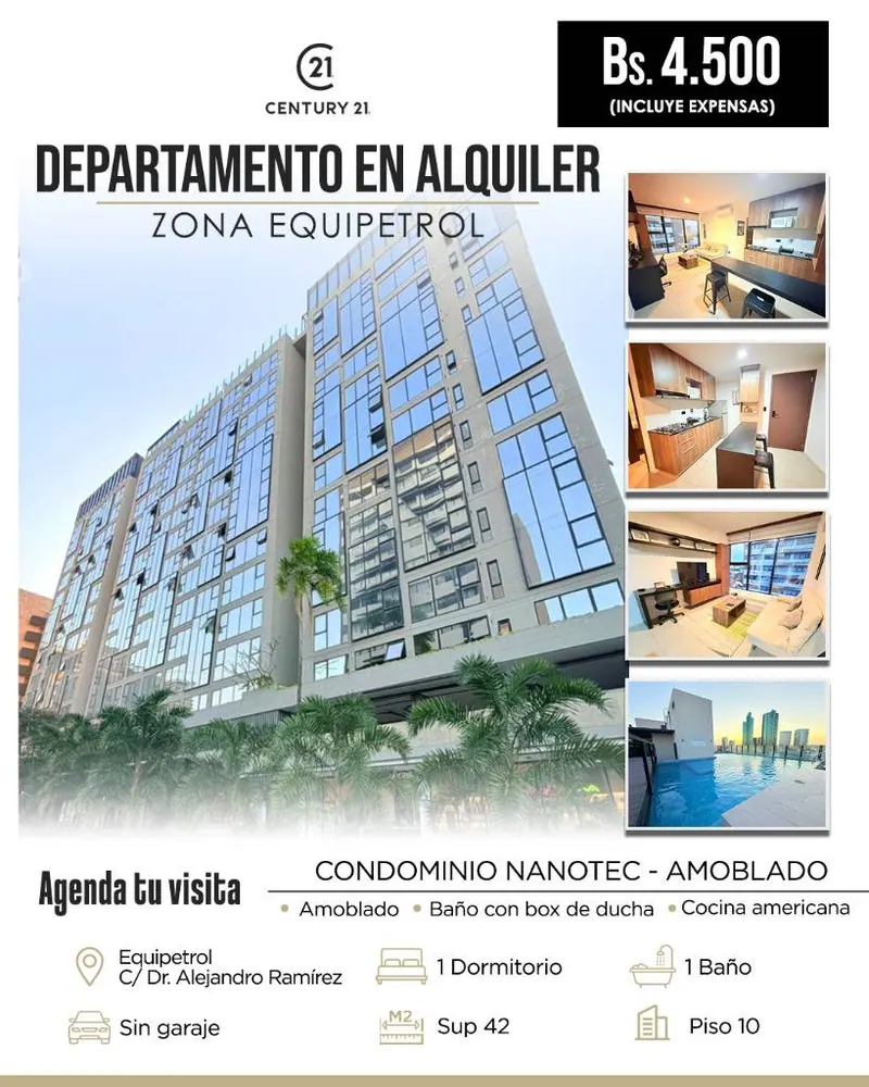 Departamento amoblado de 1 dormitorio en alquiler en Nanotec: foto 2 de 15