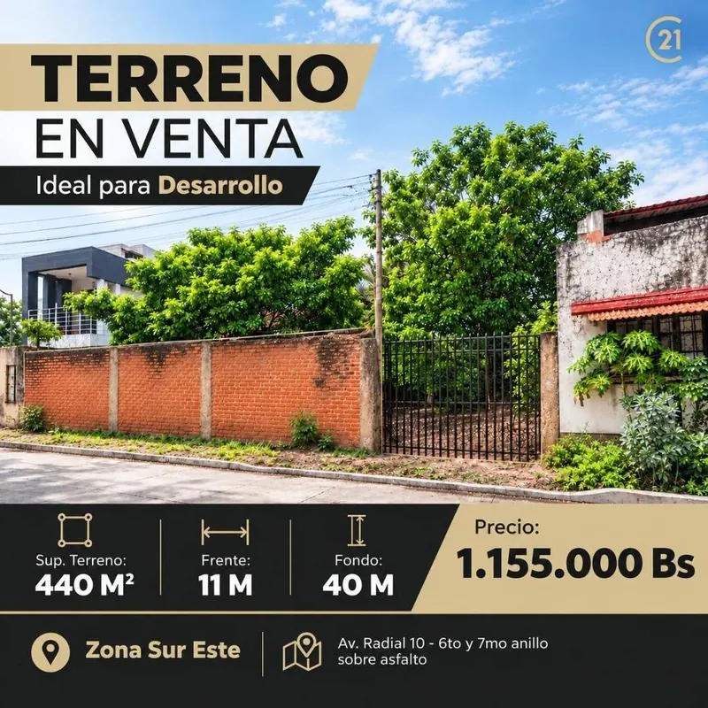 440 m² lot for sale in the South Zone, Av. Radial 10